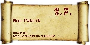 Nun Patrik névjegykártya